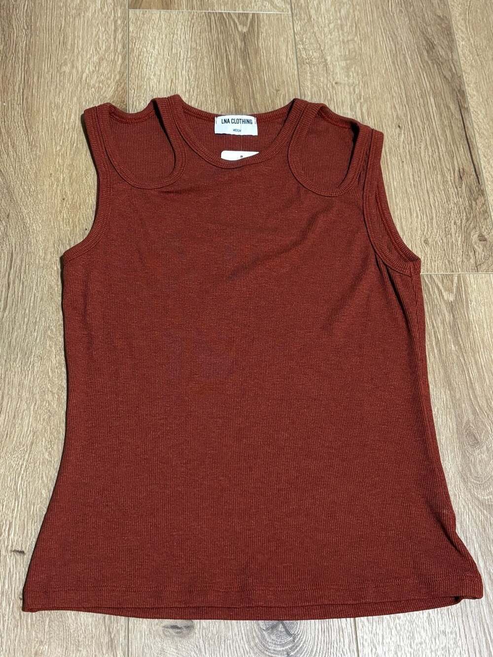 LNA Clothing Cosette Rib Tank in Heathered Cinnabar